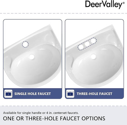 DeerValley Ally 20x17 Inch U-Shape White Ceramic Pedestal Sink, 3-Hole Faucet Configuration with Overflow, DV-1P52503