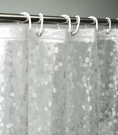 AooHome 48x72 Inch Stall Size Shower Curtain Liner, EVA Shower Curtain 3D Pebble Pattern Narrow Shower Liner, Heavy Duty, Water Repellent, Semi Transparent