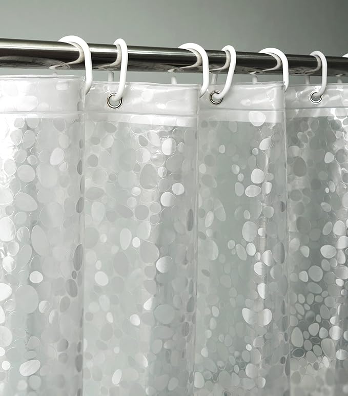 AooHome Eva Pebble Decor Shower Curtain Liner, Extra Long Bathroom Shower Curtain with 5 Bottom Magnets, Semi-Transparent, Water Repellent, 72 x 96 Inch