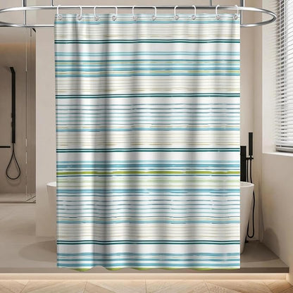 Modern Striped Luxury Shower Curtain Ocean Neutral Funky Unique Trendy | Art Shower Curtains for Bathroom, Waterproof Bath Curtain with Hooks Machine Washable Bathtub Curtains 60x72 Inch Blue