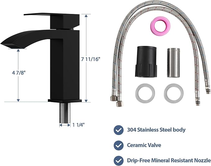 Lordear Bathroom Vessel Sink 19"x15" Rectangle Sink Above Counter White Porcelain Ceramic Modern Vanity Sinks Art Basin with Faucet Hole Black Faucet and Black Pop-Up Drain for Bathroom