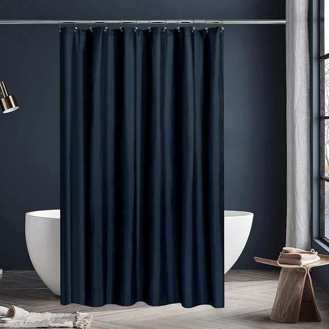 N&Y HOME Fabric Shower Curtain or Liner 36 x 72 Inches Stall Size, Navy | Hotel Quality, Bottom Magnets, Washable, Water Repellent, 36x72 Cloth Shower Curtain with Grommets for Bathroom Stall