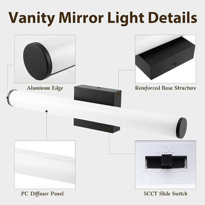 Bathroom Vanity Light 22IN 5CCT Dimmable Black Wall Light Over Mirror Bar