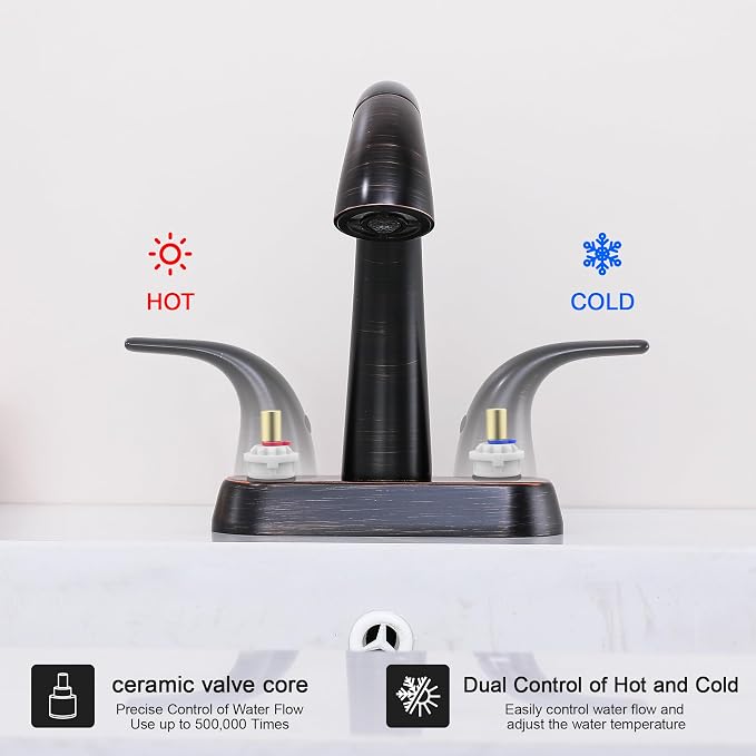 Bathroom Faucet with Sprayer, 4 Inch Oil Rubbed Bronze with Pop Up Drain | Ultimate Unicorn Centerset Pull Down Vanity Faucets 3 Hole- Two Handle Modern Washbasin Tap Set for Rv Lavatory Restroom