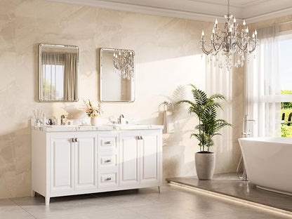 Brushed Nickel Mirror for Bathroom 22 x 30 Beveled Edge Tempered Glass, Rounded Corner Rectangle Bathroom Mirror for Over Sink for Modern Bathroom, Living Room, Bedroom, Entryway