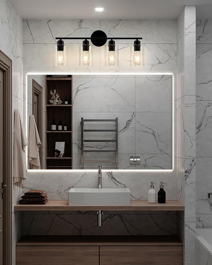 4-Light Bathroom Light Fixtures, Matte Black Vanity Lights for Bathroom