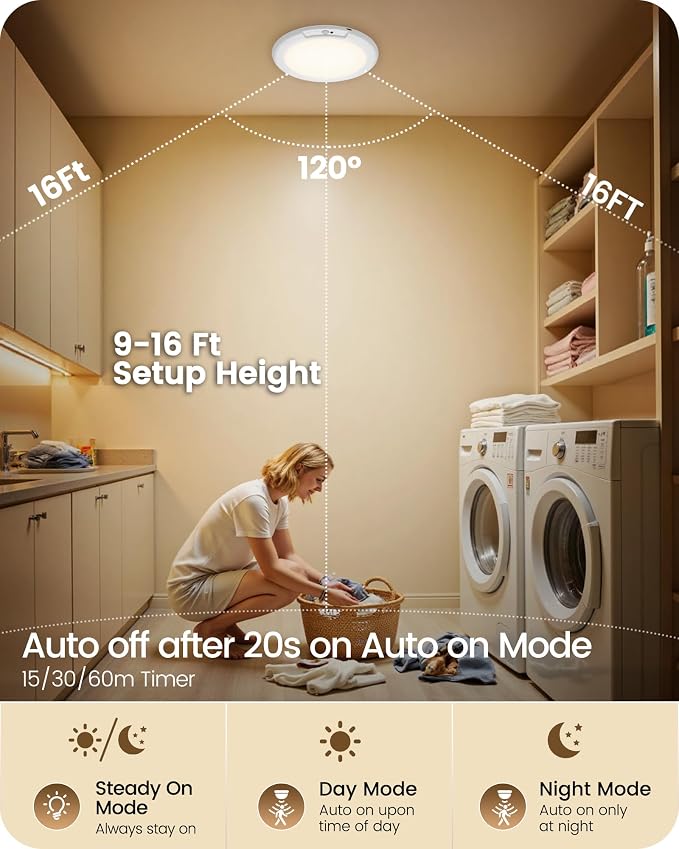 4 Pack Rechargeable Motion Sensor Ceiling Lights with Remote, Wireless Ceiling Light Battery Operated, Magnetic, 3CCT, Dimmable Shower Light, Motion Activated Light for Closet Bathroom Stairs Pantry
