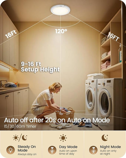 4 Pack Rechargeable Motion Sensor Ceiling Lights with Remote, Wireless Ceiling Light Battery Operated, Magnetic, 3CCT, Dimmable Shower Light, Motion Activated Light for Closet Bathroom Stairs Pantry