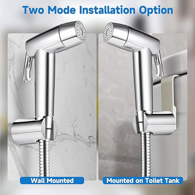 Handheld Bidet Sprayer Toilet Bathroom with Wall Bracket Hose Set, Closestool, Squatting Pan, Water Flower, Floor Cleaning Cloth Diaper for Bathroom Hygiene 3 Set (Note: linker not Included)
