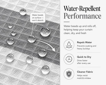 Dainty Home Ombre Waffle Weave Shower Curtain 70 x 72 Grey Textured Fabric Shower Curtain, Hotel Style Waffle Weave Bathroom Curtain, Water Resistant Polyester Ombre Shower Curtain