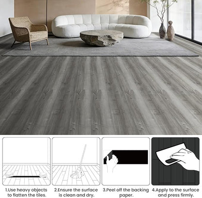 20-Pack 30 Sq.Ft Peel and Stick Floor Tile, Natural Grey Wood Grain Look | Self Adhesive and Waterproof Vinyl Flooring for Transfer Bathroom, Kitchen, Living Room, Bedroom