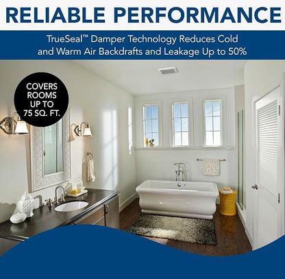 Broan-NuTone A80 Ventilation Fan with Roomside Installation, 80 CFM, 2.0 Sones White & AE110 Invent Flex ENERGY STAR Qualified Single-Speed Ventilation Fan, 110 CFM 1.0 Sones, White