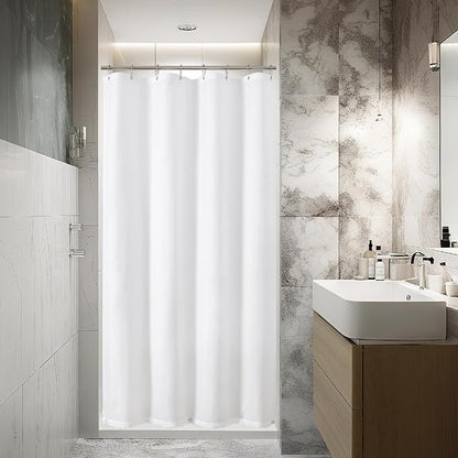 eachope Stall Waterproof Fabric Shower Curtain Liner,54x78 Inch White | 3 Heavy-Duty Magnets,Machine Washable,Durable Rustproof Grommets,Hotel Quality,Easy Care,Secure Fit for Bathroom