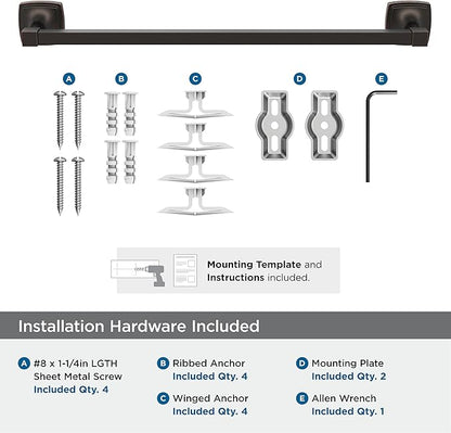 Amerock BH36093ORB | Oil Rubbed Bronze Towel Bar | 18 in (457 mm) Towel Rack | Stature | Bathroom Towel Holder | Bathroom Hardware | Bath Accessories