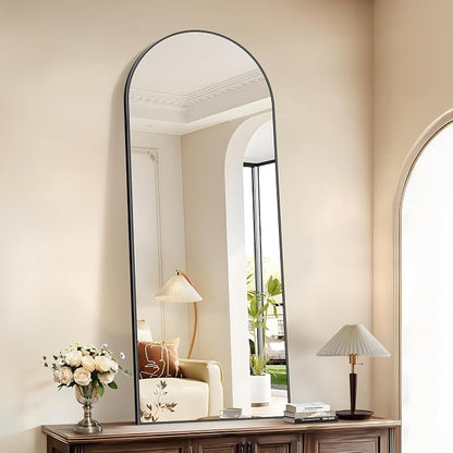 COFENY Arched Mirror, 24’’x60’’ Black Arch Mirror for Bathroom, Arched Bathroom Mirror with Frame, Modern Wall Mounted Mirror for Over Sink Mantle Bedroom Vanity Living Room Entryway