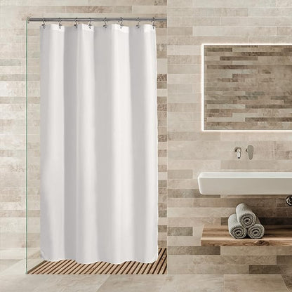 ALYVIA SPRING 48x72 Stall Waterproof Fabric Shower Curtain or Liner White | 2 Magnets, Soft Cloth & Hotel Quality, Machine Washable, Light-Weight, Stall Size