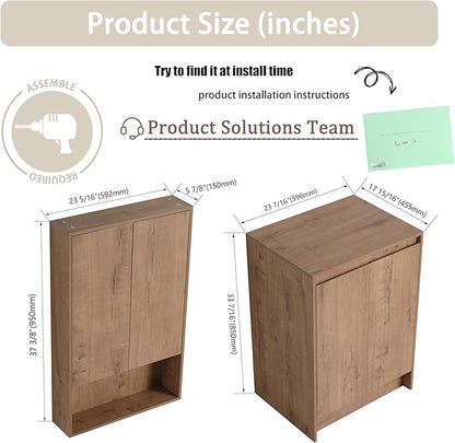 72" Bathroom Vanity Set, 72 Inch Modern Freestanding Vanity with 3 Drawers and 2 Wall-Mounted Side Cabinet, Soft Closing Doors, Single Resin Sink Floor Stand Cabinet Set Imitative Oak