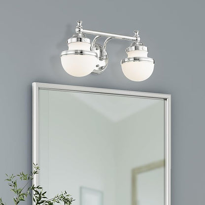 Livex Lighting 5712-05 Transitional Two Light Bath Vanity from Oldwick Collection Finish, Polished Chrome 15 x 7.25 x 8.25