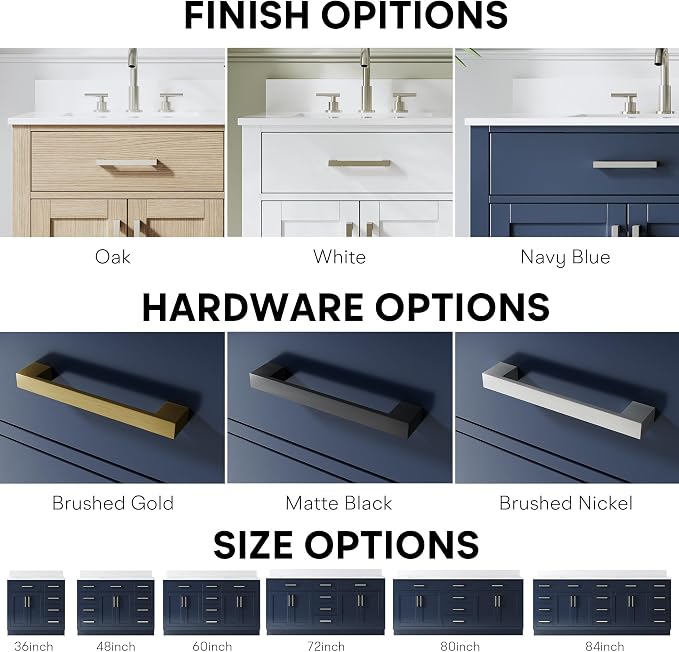 80-Inch Bathroom Vanity with Double Sinks W/ 4 Doors & 4 Drawers & 2 Flip Drawers, Navy Blue Vanity W/Brushed Nickel Handles