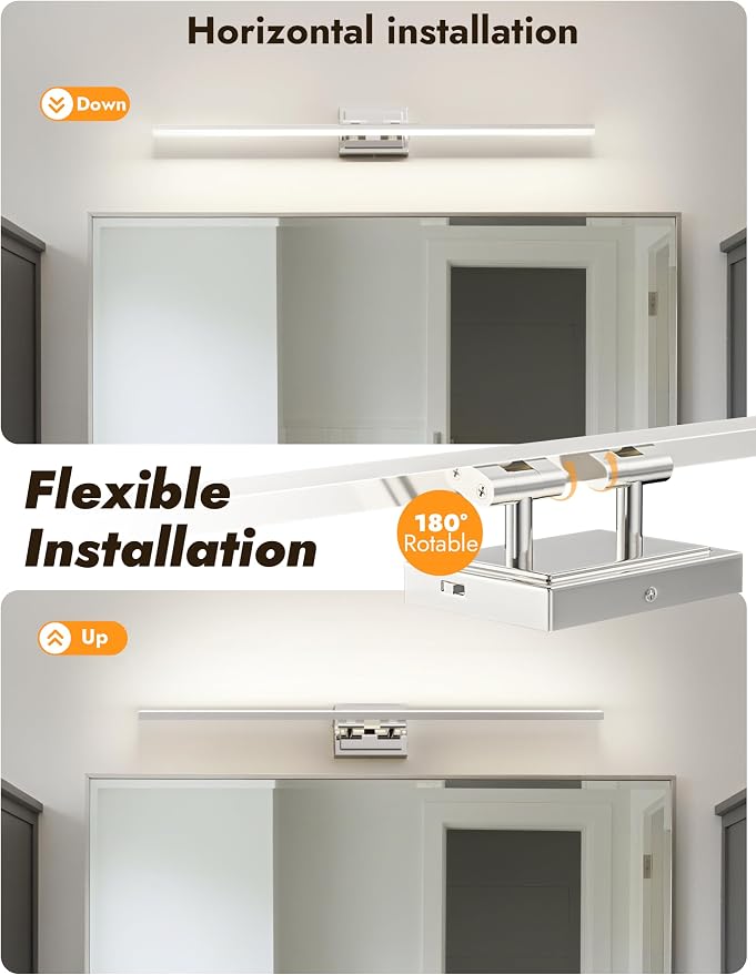 39.4 Inch Modern Bathroom Light Fixture, 24W 5CCT Dimmable LED Chrome Bathroom Vanity Lights Over Mirror, Vanity Lights for Bathrooms Restroom Mirror- ETL Certified