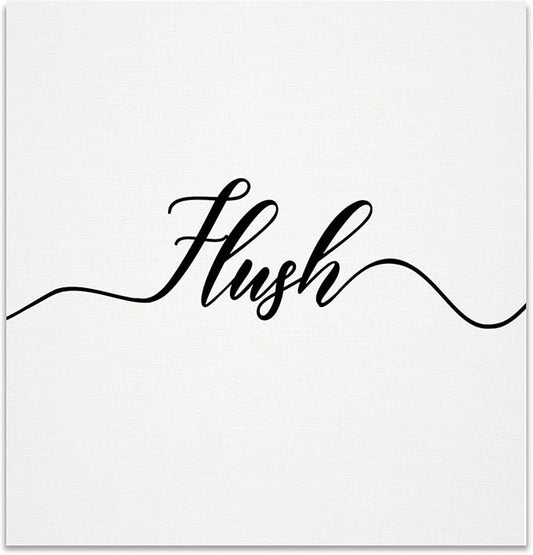 Renditions Gallery Simple Flush Sign Bathroom Décor Gallery Wrapped Canvas Wall Art, 12x12,