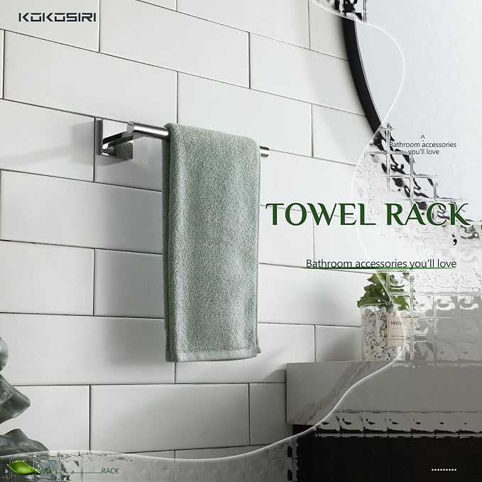 KOKOSIRI Hand Towel Bar Chrome Bathroom Towel Rail Holder Kitchen Paper Holder Wall Mounted Toilet Cabinet Mount 2 Pack, Polished Stainless Steel B3008CH-P2