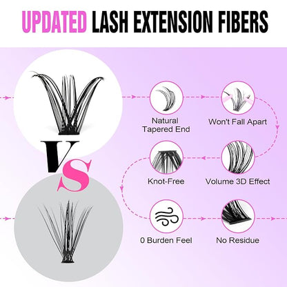 Lash Clusters 280pcs Individual Lashes 30D 40D Cluster Eyelash Extensions 9-16mm Eyelash Clusters Lash Extensions for Self Application (30D&40D, 0.07D, 9-16mm)