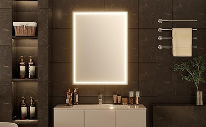 28 x20Inch LED Medicine Cabinet Mirror with Lights for Bathroom,Defogger,Stepless Dimmable, 3000K/5500K Color Temperature Wall Mounted Makeup Mirror,Adjustable Shelf (Assembly Required)