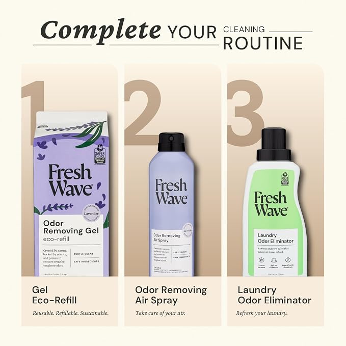 Fresh Wave Lavender Odor Eliminator Gel 15 oz - Air Freshener for Home | Lasts 30-60 days. Plant-based odor absorber. No perfumes or harsh chemicals. Bathroom & closet deoderizer. Refills available.