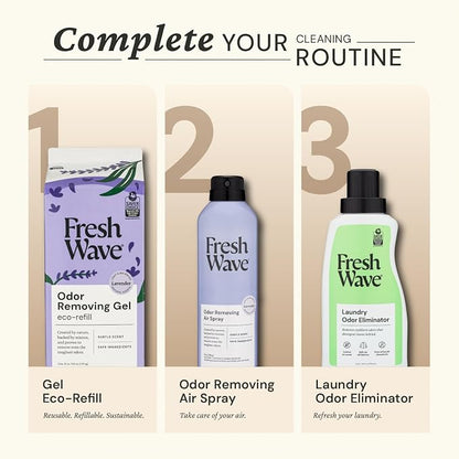 Fresh Wave Lavender Odor Eliminator Gel 15 oz - Air Freshener for Home | Lasts 30-60 days. Plant-based odor absorber. No perfumes or harsh chemicals. Bathroom & closet deoderizer. Refills available.