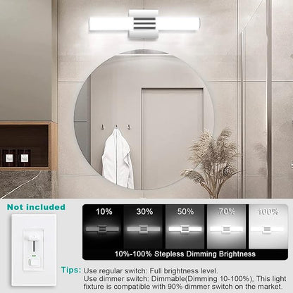 TRLIFE LED Vanity Light, Dimmable 8W 6000K Cool White Bathroom Vanity Light Fixture Over Mirror (15.7in)