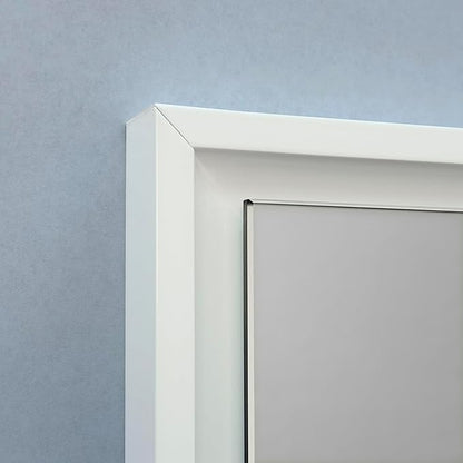 Fox Hollow Furnishings 20x30 Parker Metro Metal Framed Rectangle Recessed Bathroom Medicine Cabinet, Floating Mirror, 14x24 in-Wall Opening, Steel, Adjustable Glass Shelves, Magnet Close, White