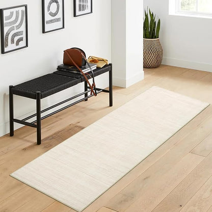 Garvee Modern Solid Color Rug 2x6 Washable Runner Rug for Hallway, Beige | Non Slip Non Shedding Contemporary Stain Resistant Low Pile Soft Minimalist Mats for Bedroom Kitchen Entryway