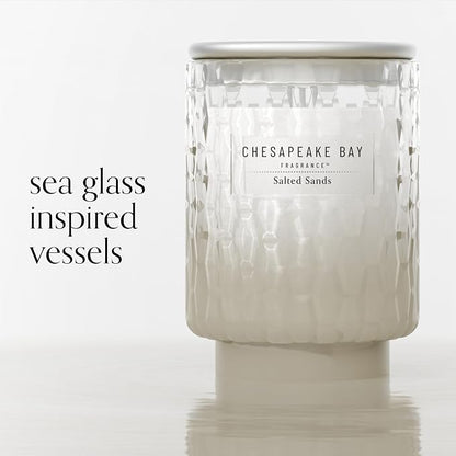Chesapeake Bay, 8oz Salted Sands Scented Candle, Mood Evoking Fragrance, Textured Sea Glass-Inspired Jar, Premium Soy Blend Wax with Essential Oils, Coastal Fragrance for Home Décor or Gifting