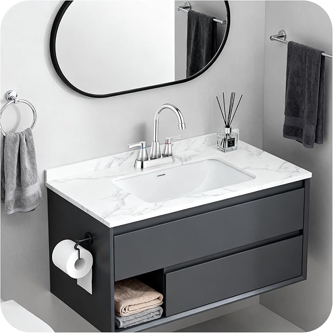Polished Chrome Bathroom Faucet 3 Hole, 4 Inch 2-Handle Centerset Bathroom Sink Faucet, Faucet for Bathroom Sink 360° Swivel Bathroom Faucets RV Lavatory Vanity Faucet with Pop-up Drain