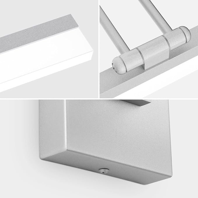 Ralbay 40" Silver Bathroom Vanity Light 24W Adjustable Silver Vanity Lighting Modern LED Bathroom Vanity Light Fixtures Over Mirror (6000K Cool White Light)
