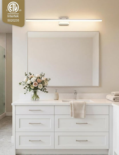 VOLISUN Modern Bathroom Vanity Light 48 inch, Rotatable, 40W Dimmable 5CCT Led Bathroom Light Fixture Over Mirror, Brushed Nickel Bar Vanity Light for Bathrooms Mirror Restroom-ETL Certificated
