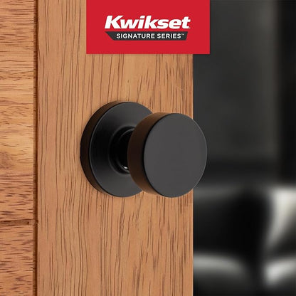 Kwikset Pismo Interior Passage Door Knob, Handle for Closet and Hallway Doors, Non-Locking Doorknob in Matte Black, with Microban Protection (Pack of 12)