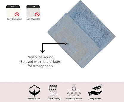 Home Weavers Classy Bathmat 100% Cotton Bathroom Rugs Set, Bathroom Décor, Washable Rug, Extra Soft and Absorbent Bath Rug, Kitchen Mat, Bath Mat Set, Bath Floor Mat Non Slip, 20"x20" Contour, Blue