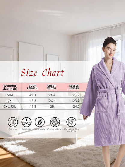 Plush Bath Robes For Women After Shower,Soft Long Towel Robe,Quick Dry&Warm Womens Bathrobe