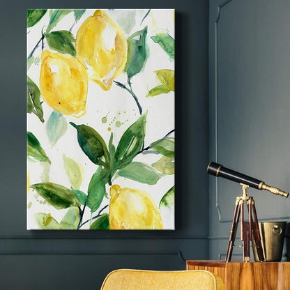 Renditions Gallery Canvas Nature Wall Art Home Paintings & Prints Yellow Lemons Branch Modern Abstract Decorations Wall Hanging Artwork for Bedroom Living Room Office Kitchen - 8"x12" LT02