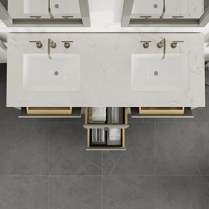 Artemis 60 in. Gray Double Sink Bath Vanity with Engineered Top and Undermount Porcelain Sinks