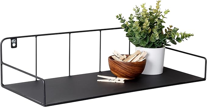 Honey-Can-Do Floating Shelves for Wall, Geometric Style Decor Shelf for Bathroom Bedroom Living Room Kitchen Office, Black