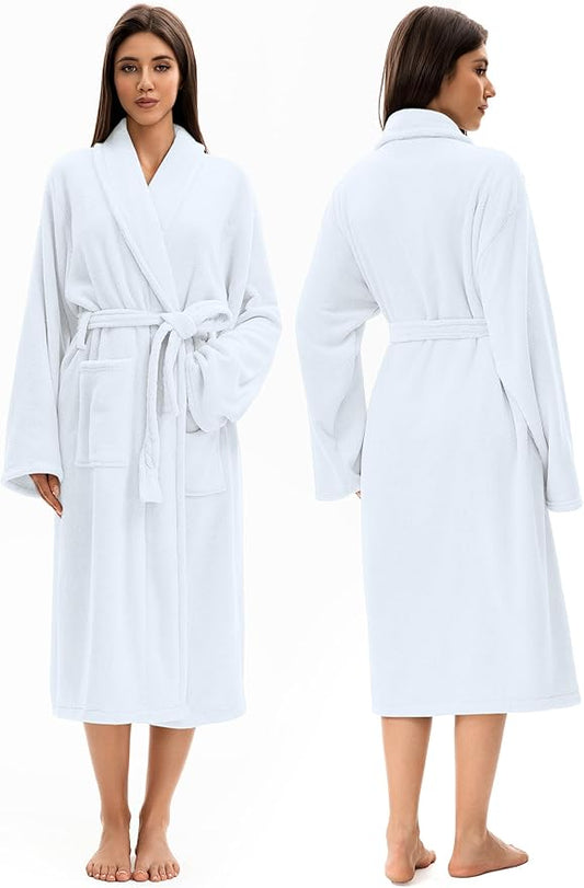 Soft Robe For Women，Warm Plush Bath Robes Female，Spa Towel After Shower Lightweight Long Bathrobe