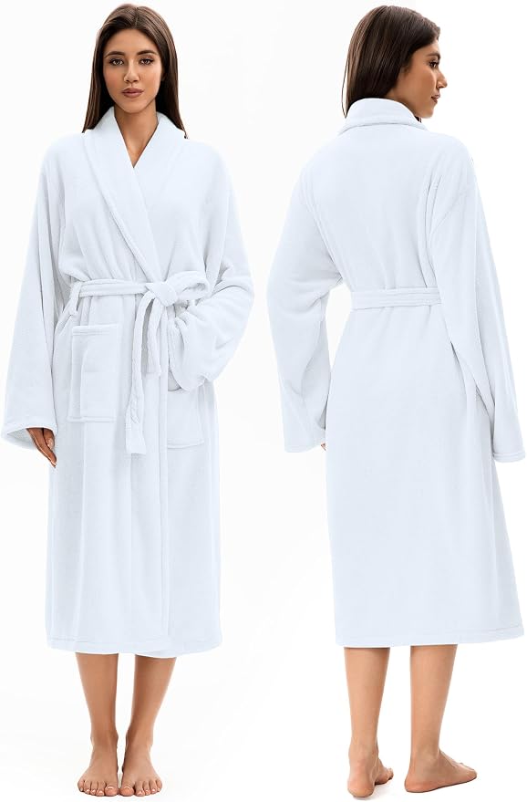 Soft Robe For Women，Warm Plush Bath Robes Female，Spa Towel After Shower Lightweight Long Bathrobe