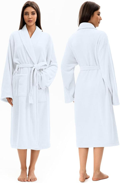 Soft Robe For Women，Warm Plush Bath Robes Female，Spa Towel After Shower Lightweight Long Bathrobe