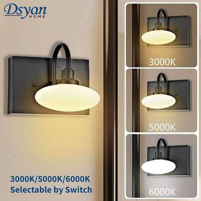Matt Black LED Vanity Light Fixture - 4-Light Wall Sconce for Bathroom Over Mirror, Modern Hallway Cloakroom Lighting, 3000K-6000K Selectable, Dimmable
