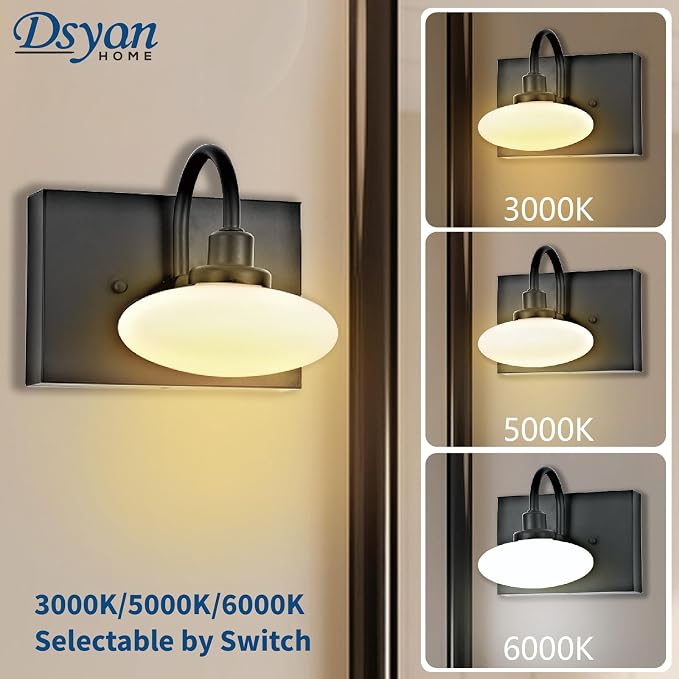 Matt Black LED Vanity Light Fixtures,5-Light Bathroom Vanity Lamp Wall Sconce Light,Wall Lamp Over Mirror,Modern Bath Light for Bathroom,Hallway,3000K-6000K,Selectable,Dimmable
