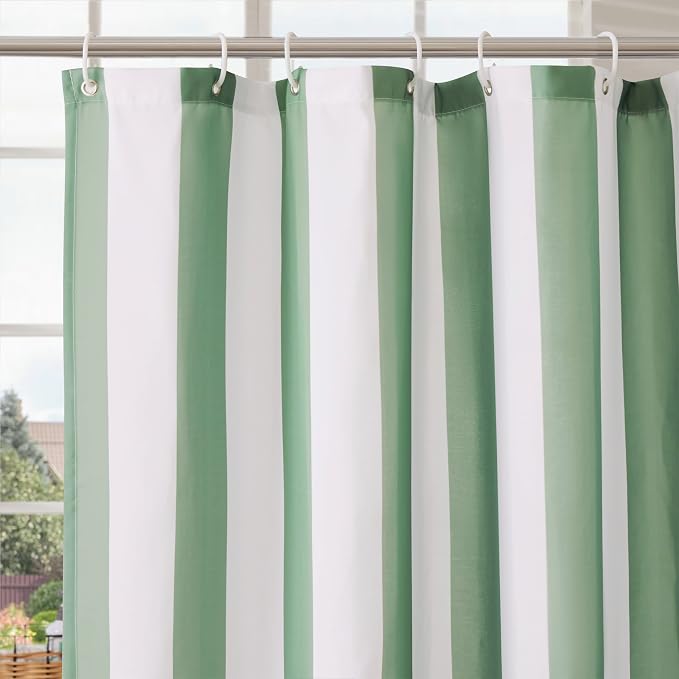 Ohocut Vertical Striped Shower Curtain, Cute Retro Vintage Stripe Bow Bathroom Shower Curtain, Waterproof Polyester Fabric Modern Bath Curtain for Bathroom 72x72 Inches Sage Green