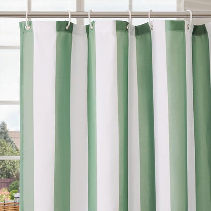 Ohocut Vertical Striped Shower Curtain, Cute Retro Vintage Stripe Bow Bathroom Shower Curtain, Waterproof Polyester Fabric Modern Bath Curtain for Bathroom 72x72 Inches Sage Green